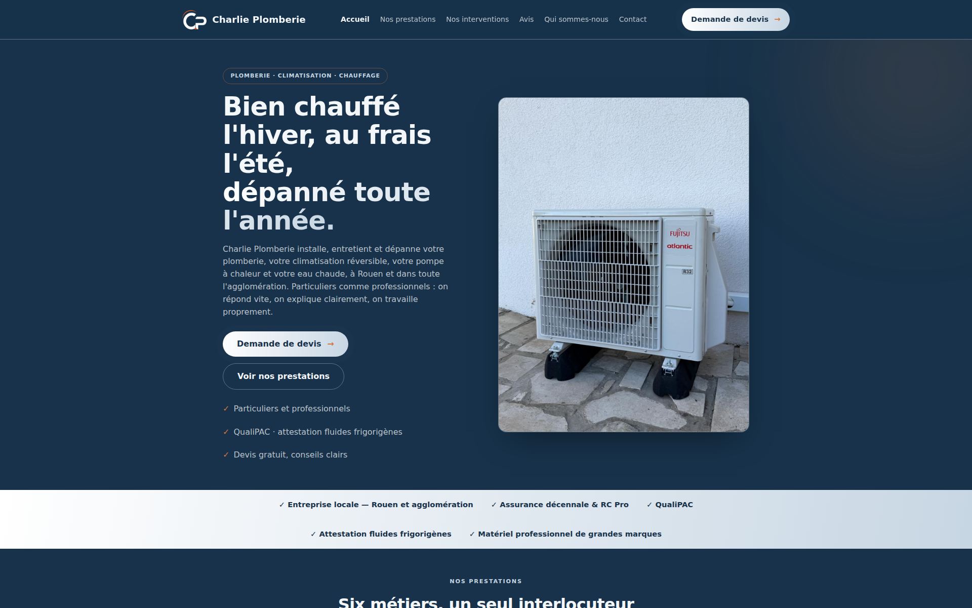 charlieplomberie.fr, site réel créé par Clearseen