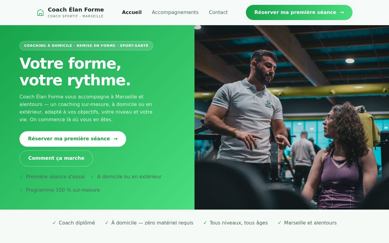 Site de démonstration Coach Élan Forme, Coach sportif à Marseille