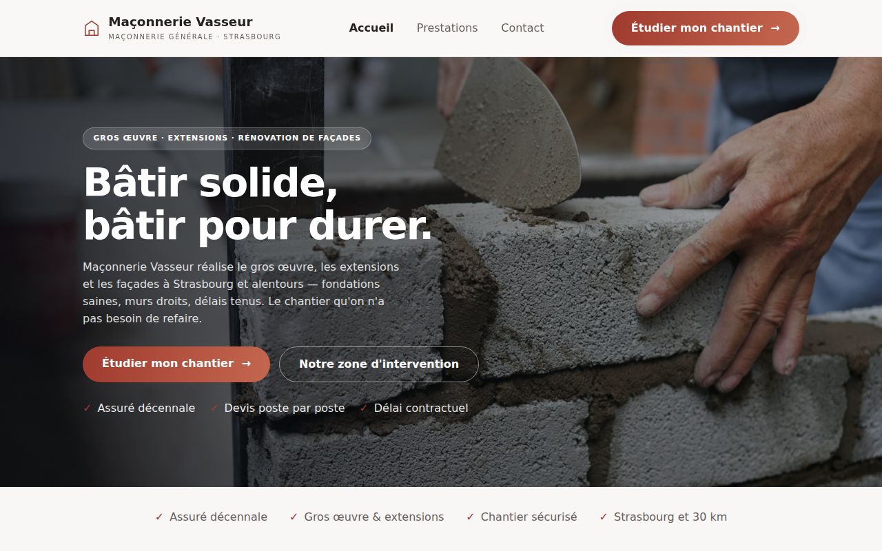 Site de démonstration Maçonnerie Vasseur, Maçonnerie à Strasbourg